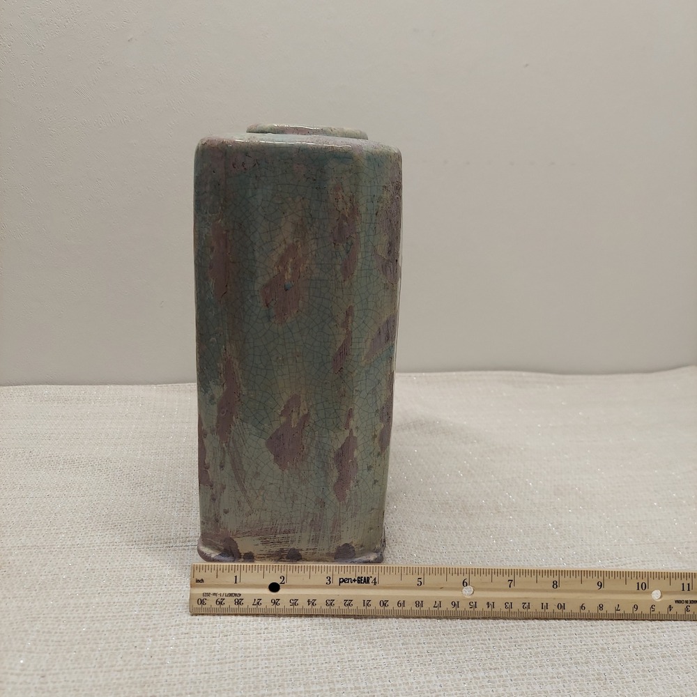 Uttermost Bird on Branch Ceramic Vase Rectangular Teal Brown Crackle Glaze 10in‎ - Picture 9 of 9